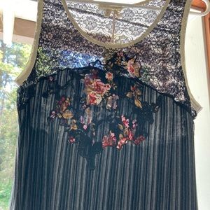 Mystree Lace Floral Striped Maxi Dress, NWT, L.